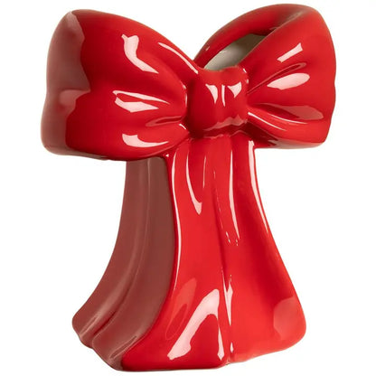 7 Inch Red Ceramic Bow Vase