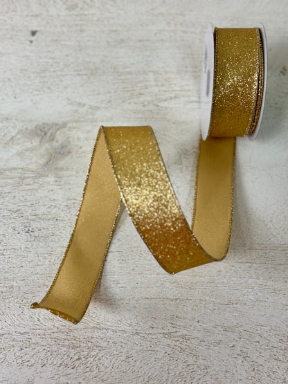 1.5 Inch By 10 Yard Gold Glitter Ribbon