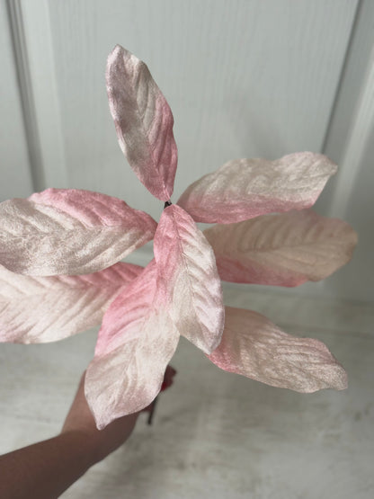 19 Inch Pink Velvet Magnolia Leaf Spray