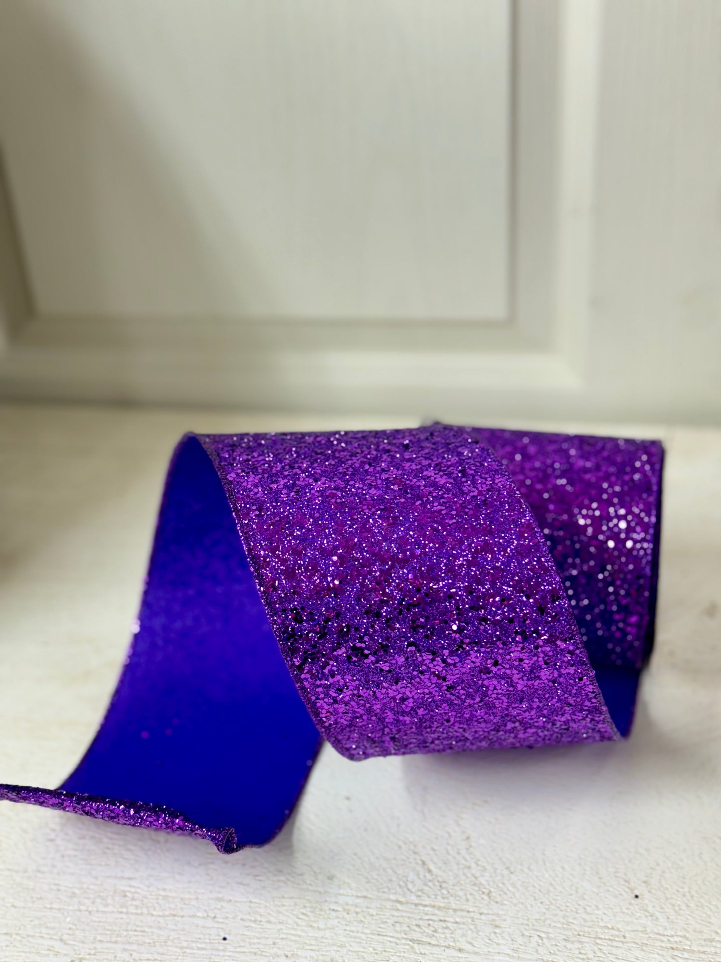 4 Inch By 10 Yard Purple Glitter Ribbon