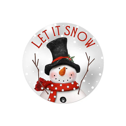 8 Inch Let It Snow With Snowman Metal Sign