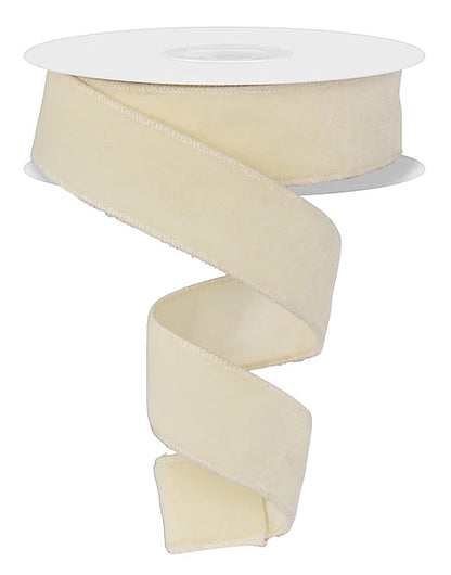 1.5 Inch By 10 Yard Cream Deluxe Velvet With Satin Backing Ribbon
