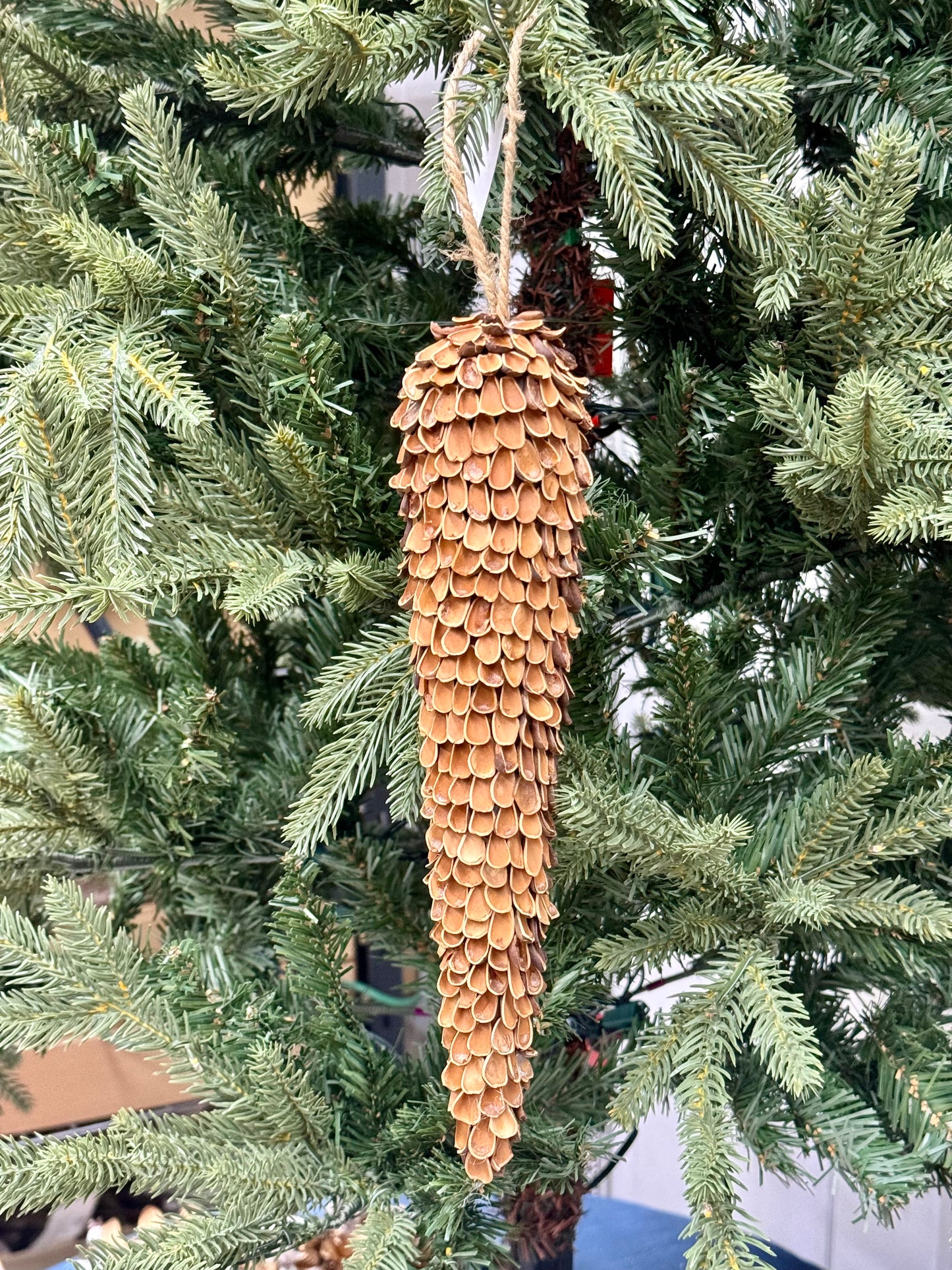 10.5 Inch Natural Pine Nut Shell Icicle Ornament