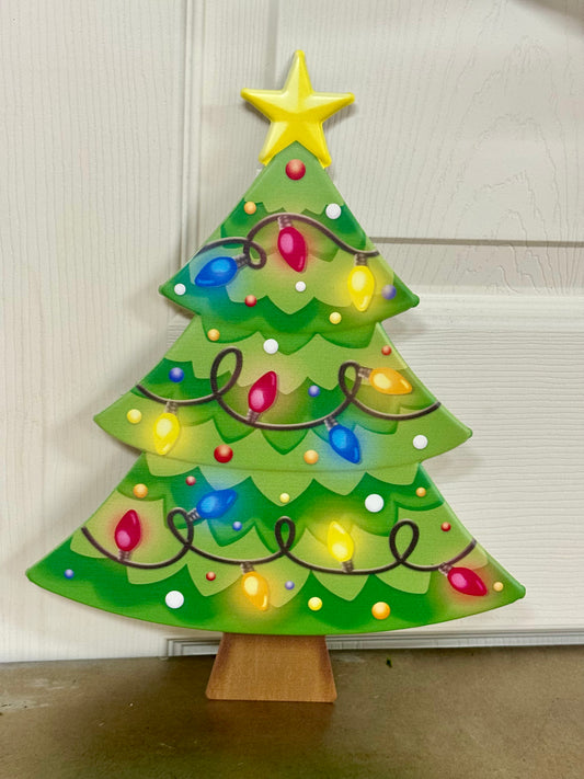 12.5 Inch Christmas Lights On Metal Christmas Tree Sign