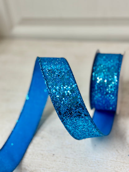 1.5 Inch By 10 Yard Turquoise Large Glitter Ribbon