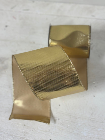 4 Inch By 10 Yard Gold Metallic Ribbon