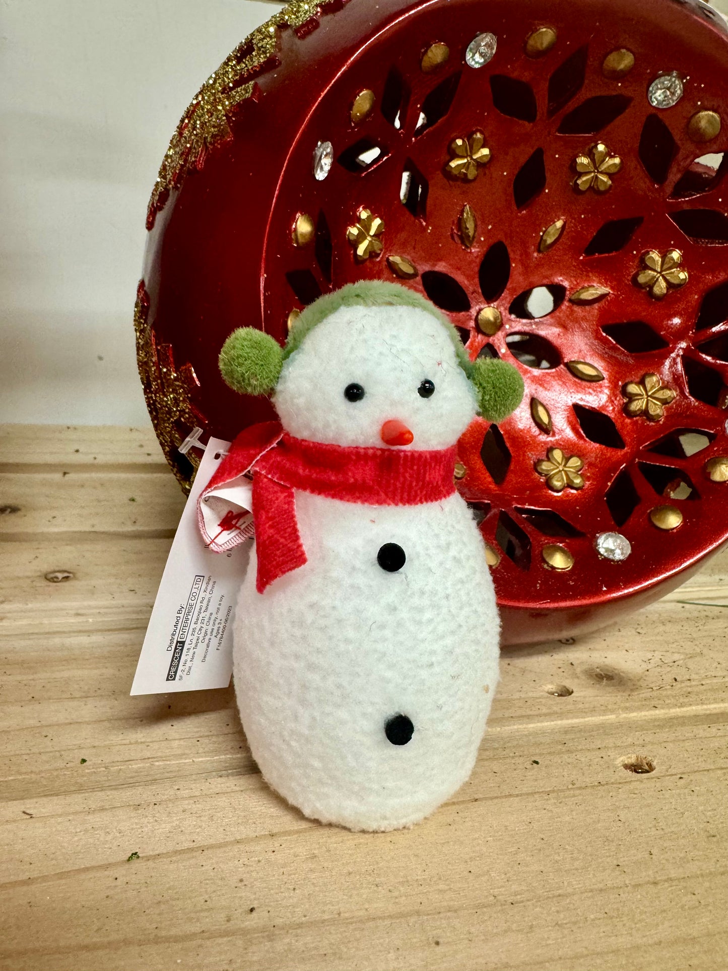 5 Inch Plush Red And Green Snowman