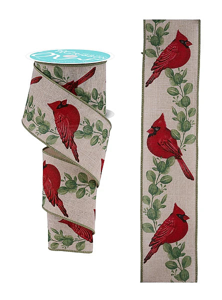 2.5 Inch By 10 Yard Cardinal With Eucalyptus Ribbon