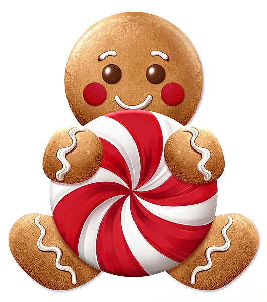 12 Inch Red White And Brown Gingerbread Candy Sign