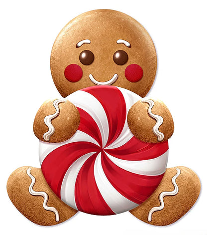 12 Inch Red White And Brown Gingerbread Candy Sign
