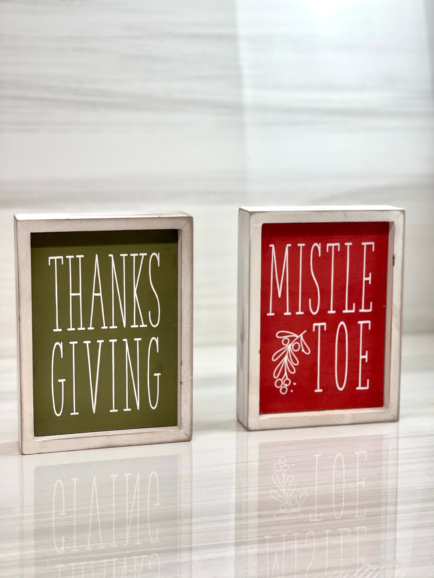 Fall And Christmas Reversible Wooden Block Decor
