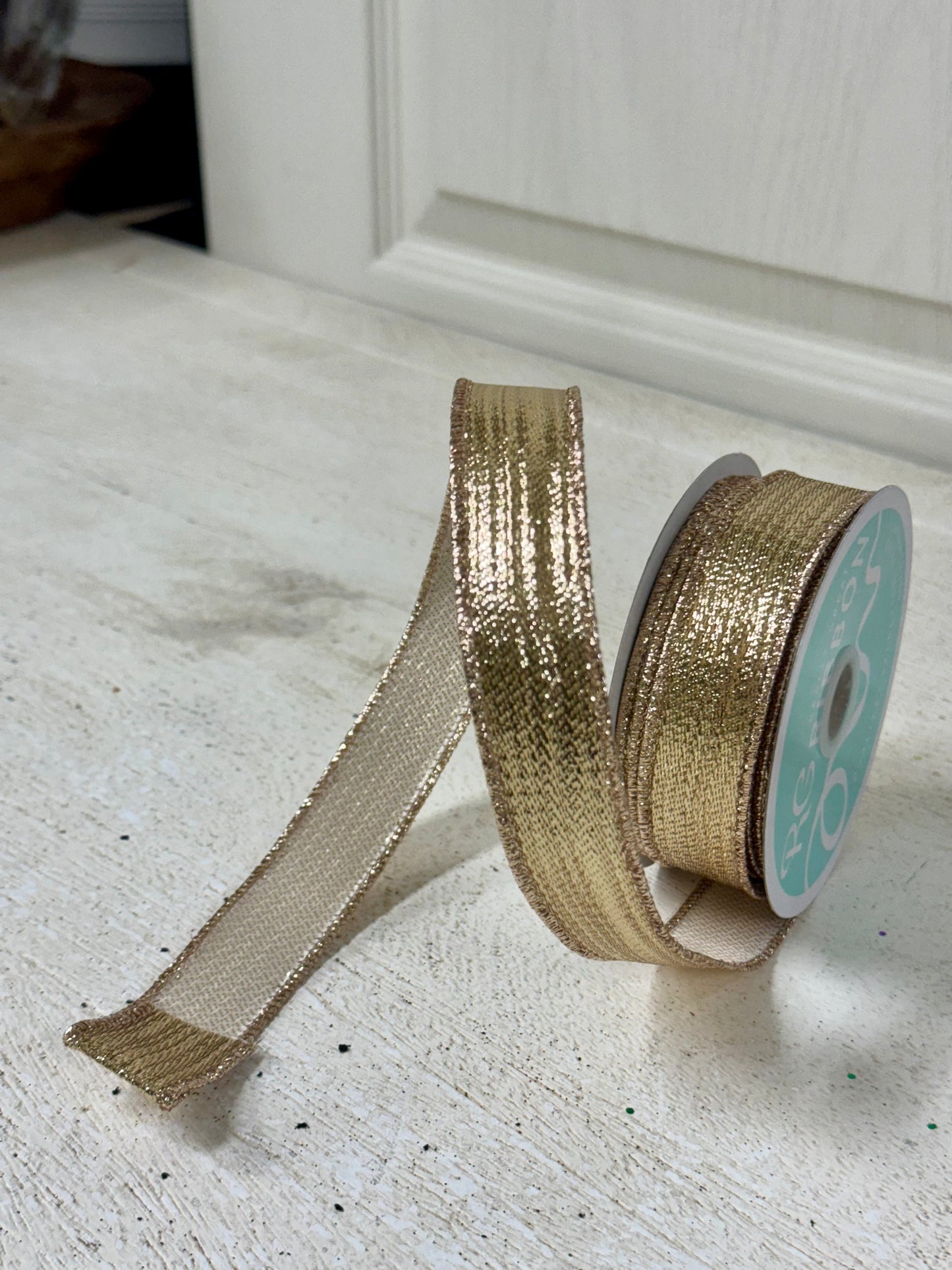 7/8 Inch By 10 Yard Champagne Gold Ribbon