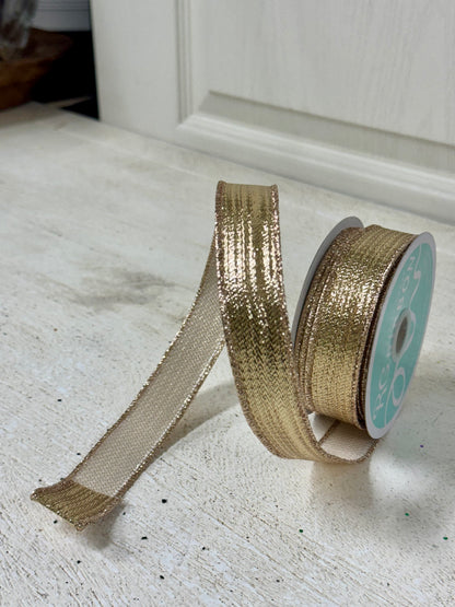 7/8 Inch By 10 Yard Champagne Gold Ribbon