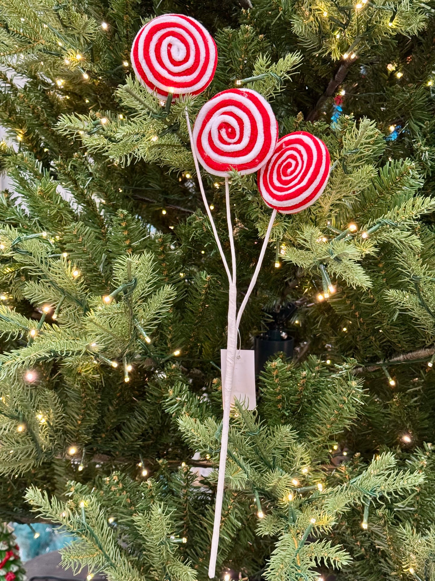19 Inch Red And White Chenille Candy Spray