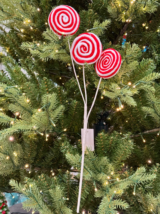 19 Inch Red And White Chenille Candy Spray