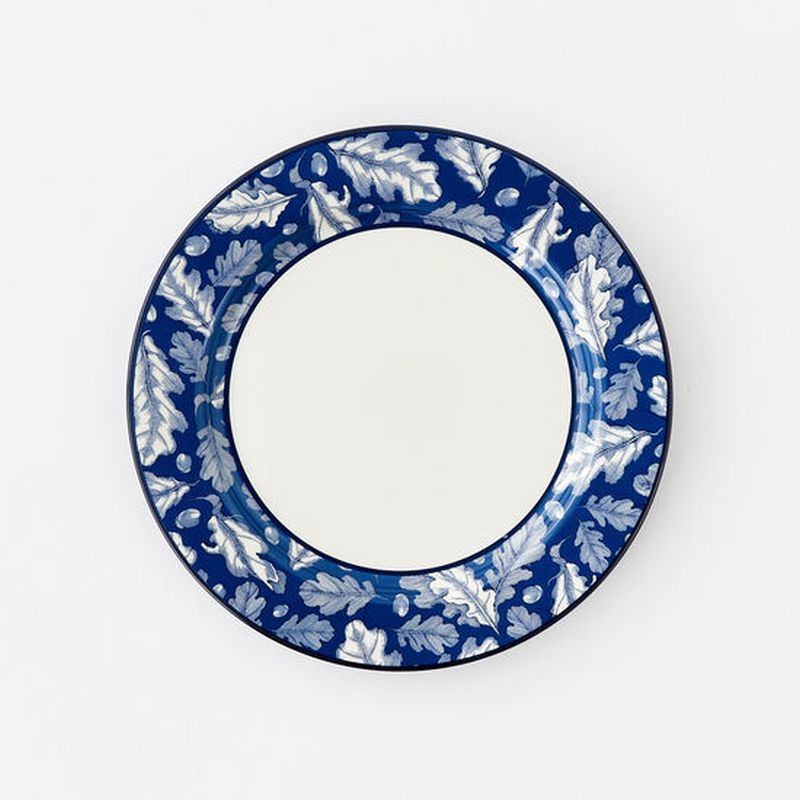 11.5 Inch One Hundred 80 Degrees Blue And Whit Leaf Melamine Plate