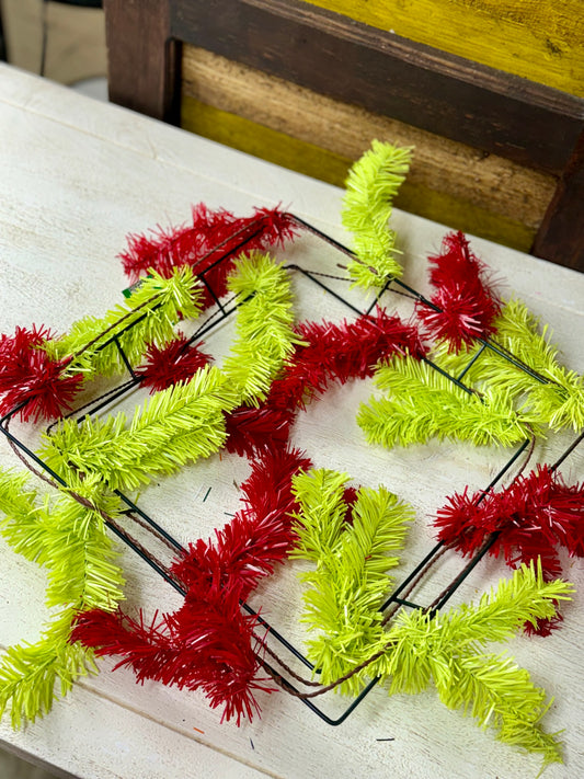 24 Inch Red And Lime Square Work Wreath