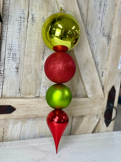 20.5 Inch Red And Lime Smooth Ball Finial