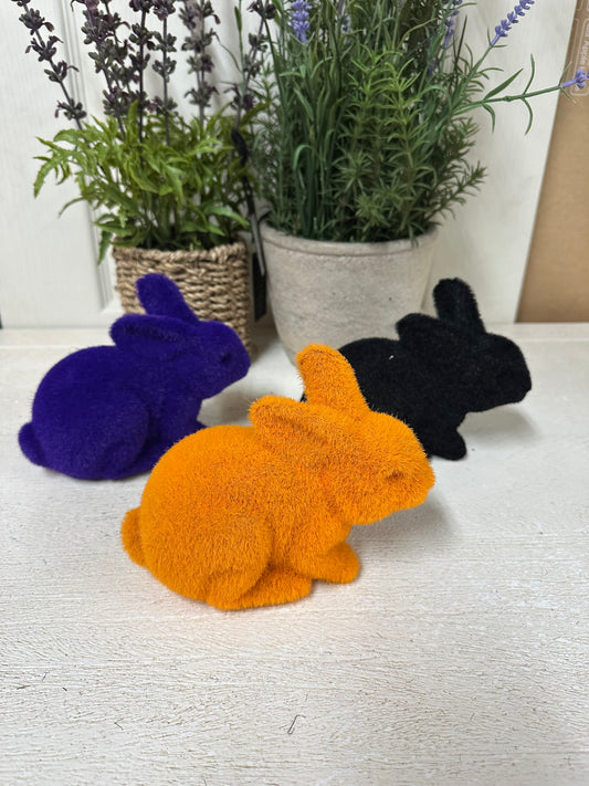 Flocked Laying Rabbits Six Assorted Colors
