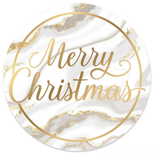 12 Inch Light Grey And Gold Merry Christmas Marble Sign