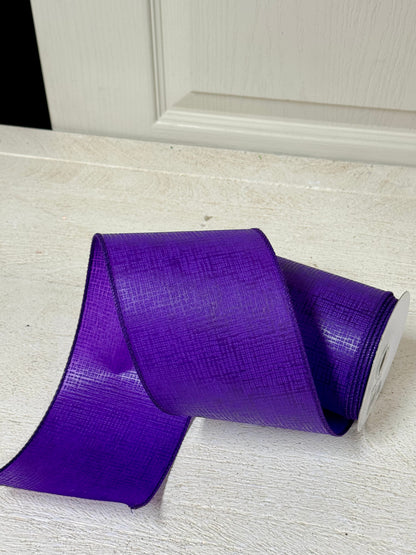 4 Inch By 10 Yard Purple Cross Hatch Ribbon