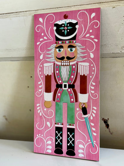 12.5 Inches Tall Glitter Pink Nutcracker Sign