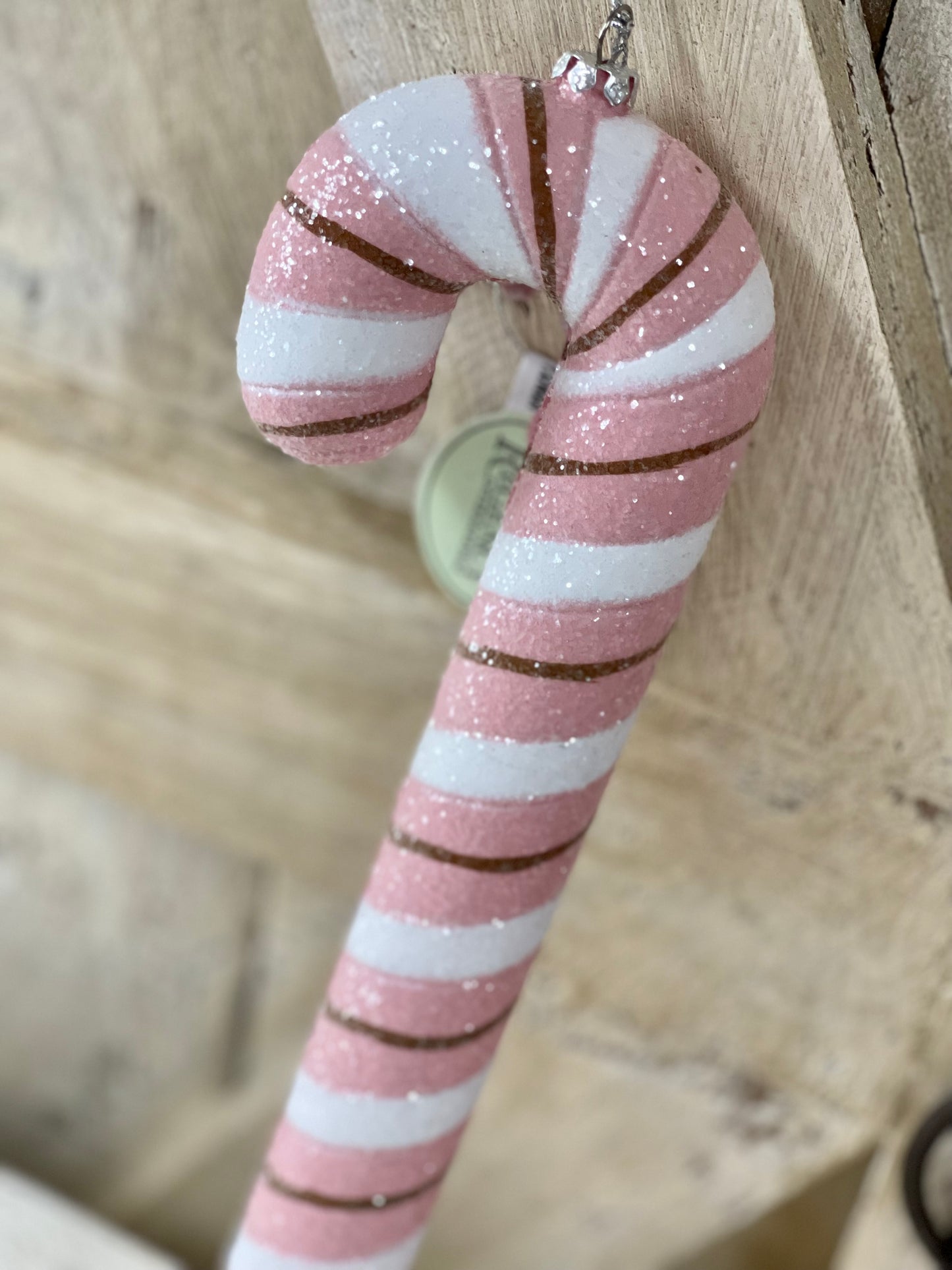 12 Inch Brown White And Pink Candy Cane Ornament