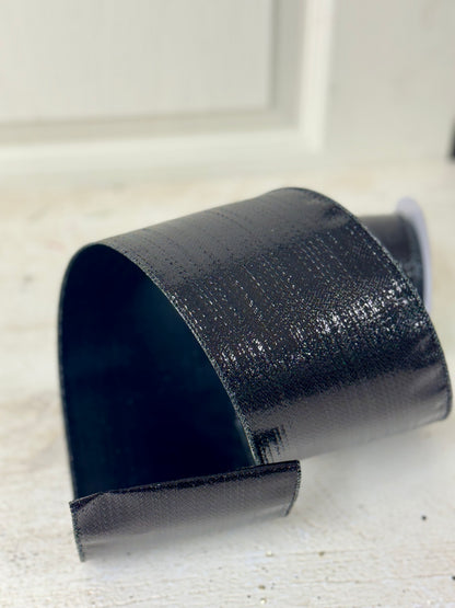 4 Inch by 10 Yard Black Metallic Ribbon