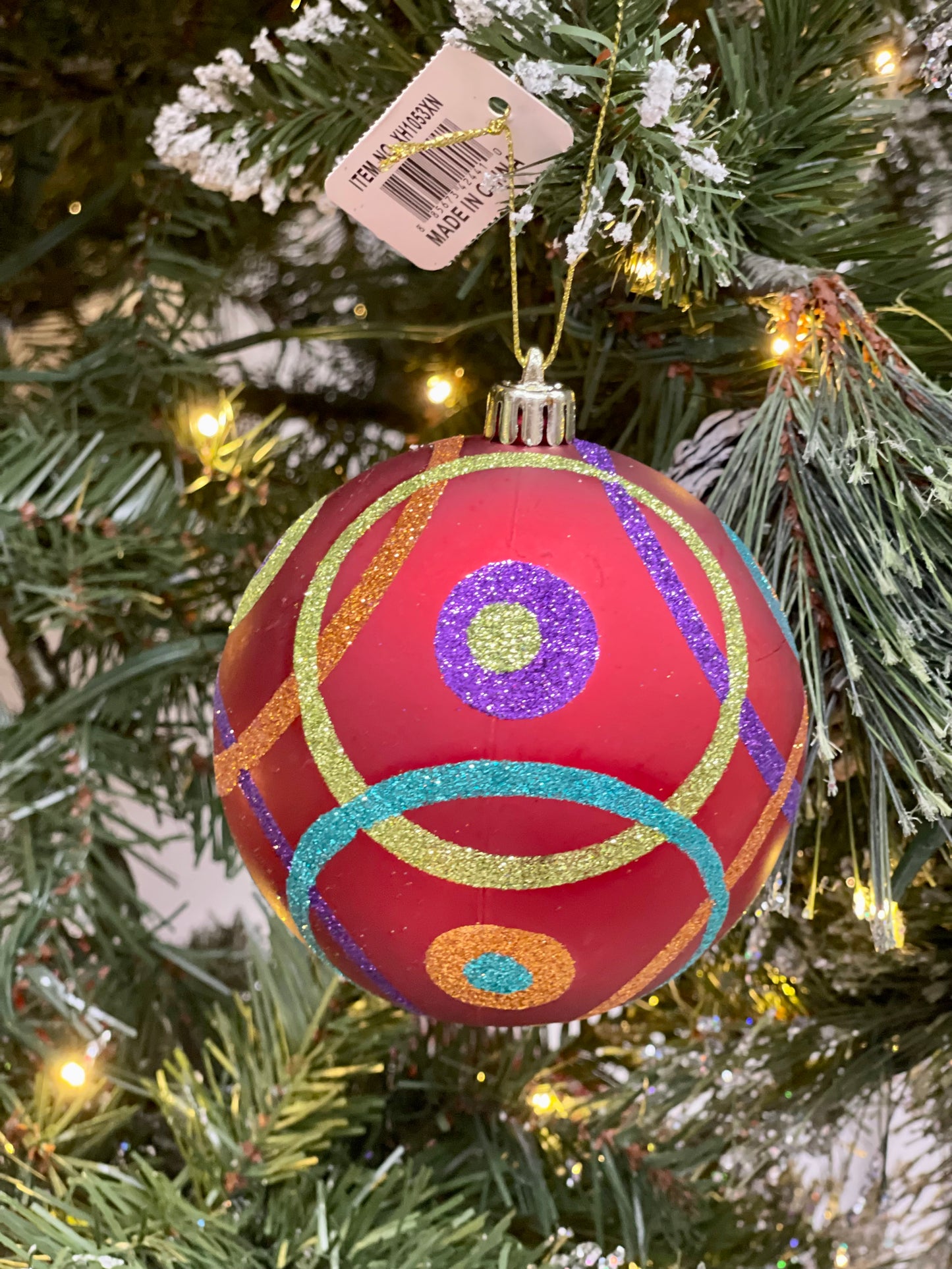 4 Inch Multi Color Glitter Circle Dot Ornament Ball