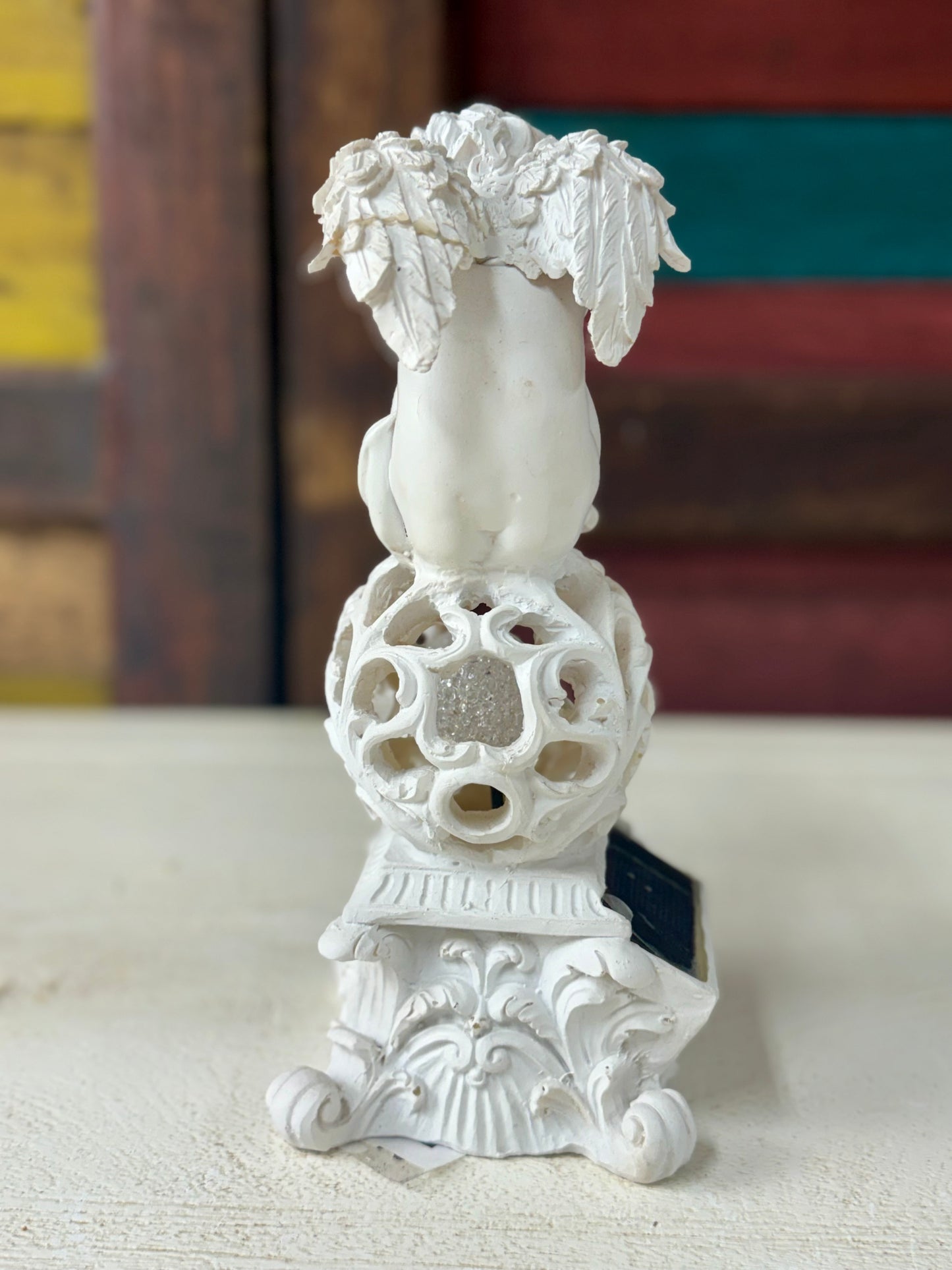 10 Inch Solar Powered Resin Sitting Cherub