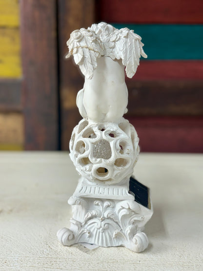 10 Inch Solar Powered Resin Sitting Cherub