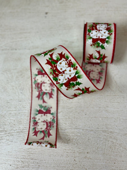 2.5 Inch By 10 Yard Jingle Bell Holly Ribbon