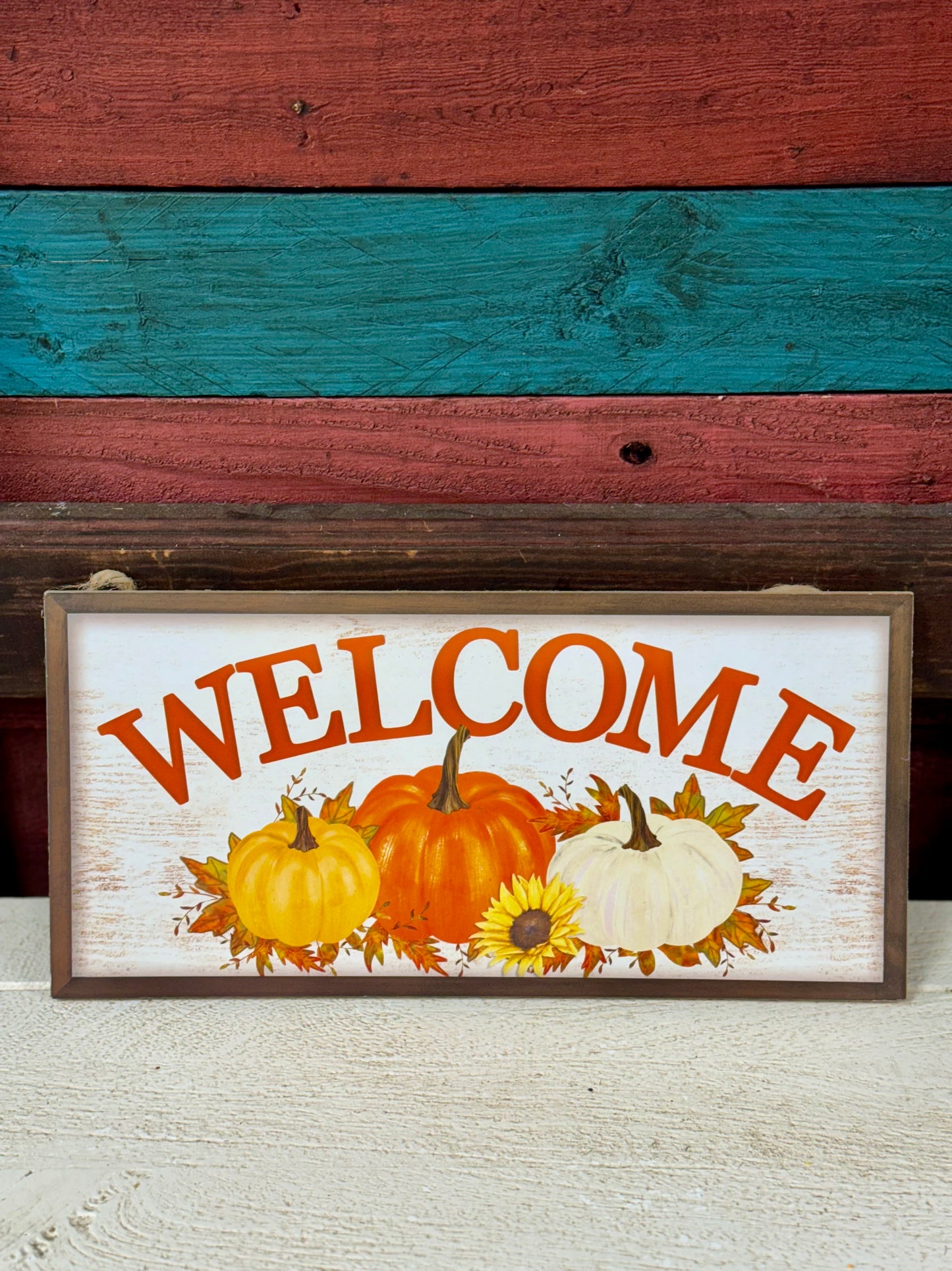 12.5 Inch Welcome Pumpkin Wood Sign