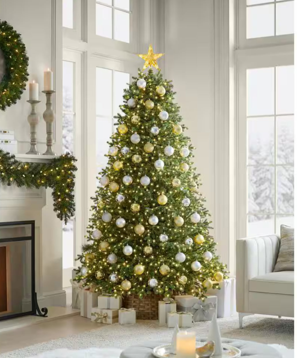 Home Decorators Collection 7.5 Foot Elegant Twinkling Grand Fir LED Pre-Lit Artificial Christmas Tree with Timer Open Box