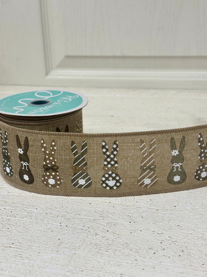 2.5 Inch By 10 Yard Natural Bunny Silhouette Ribbon