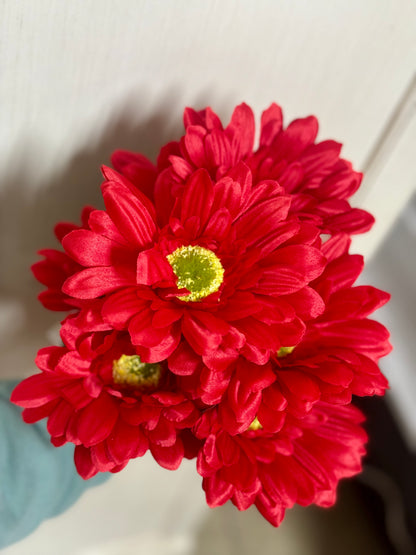 21 Inch Red Gerbera Daisy Floral Bush