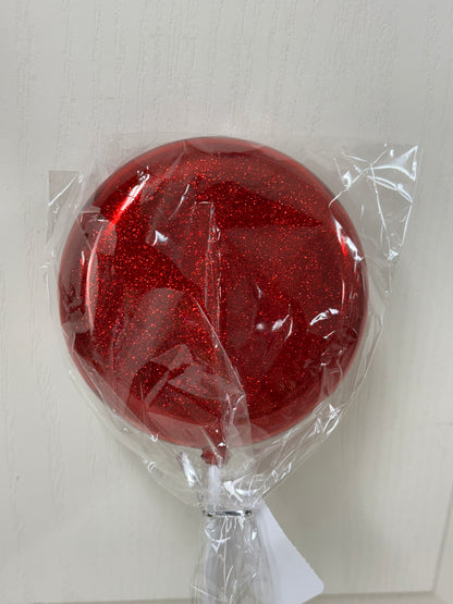5 Inch Red Glitter Lollipop With Stick
