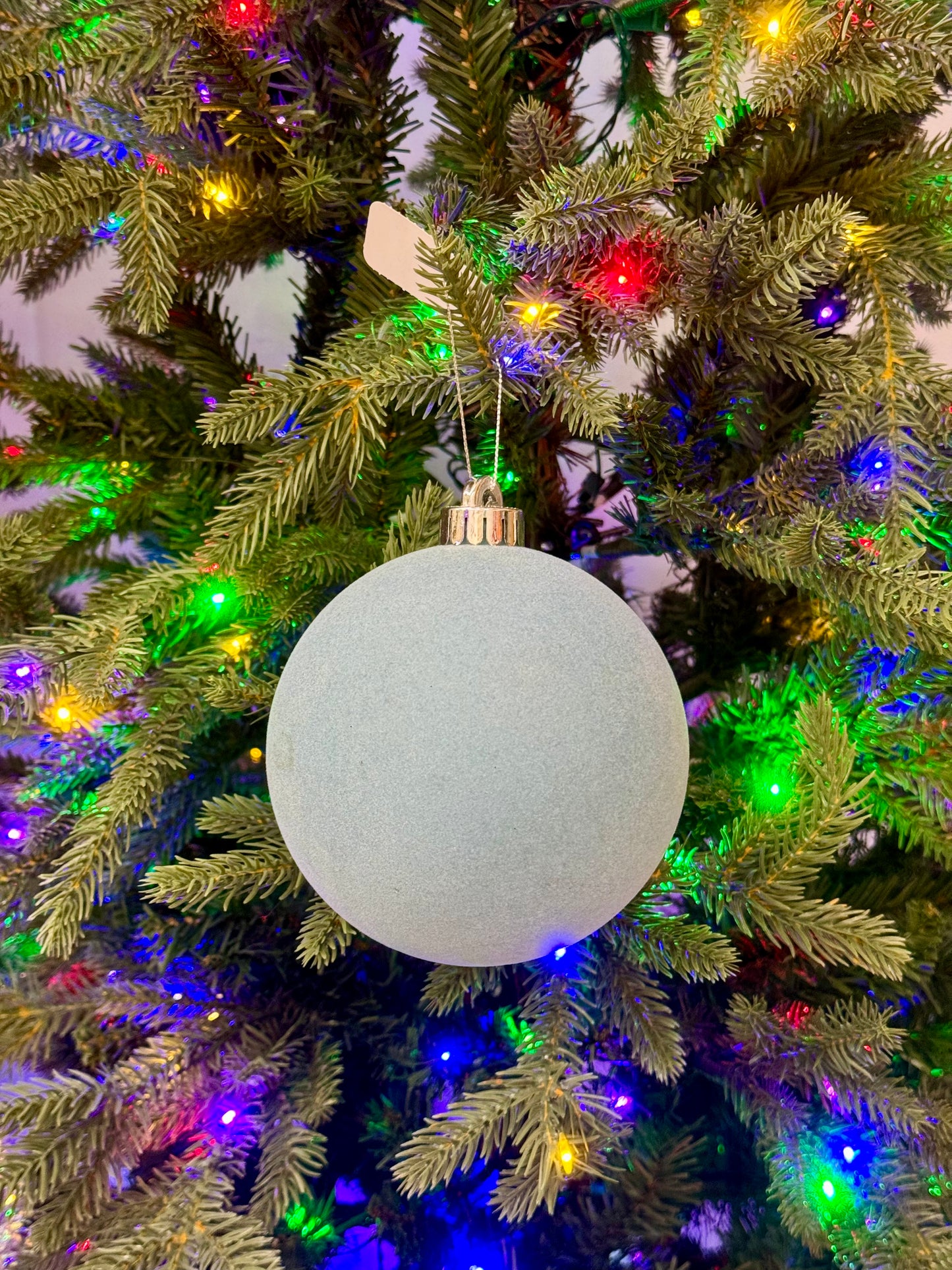 5 Inch Light Blue Smooth Flocked Ornament Ball