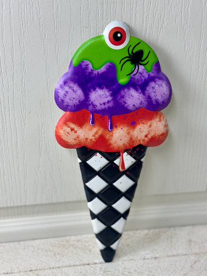 12 Inch Metal Halloween Ice Cream Sign