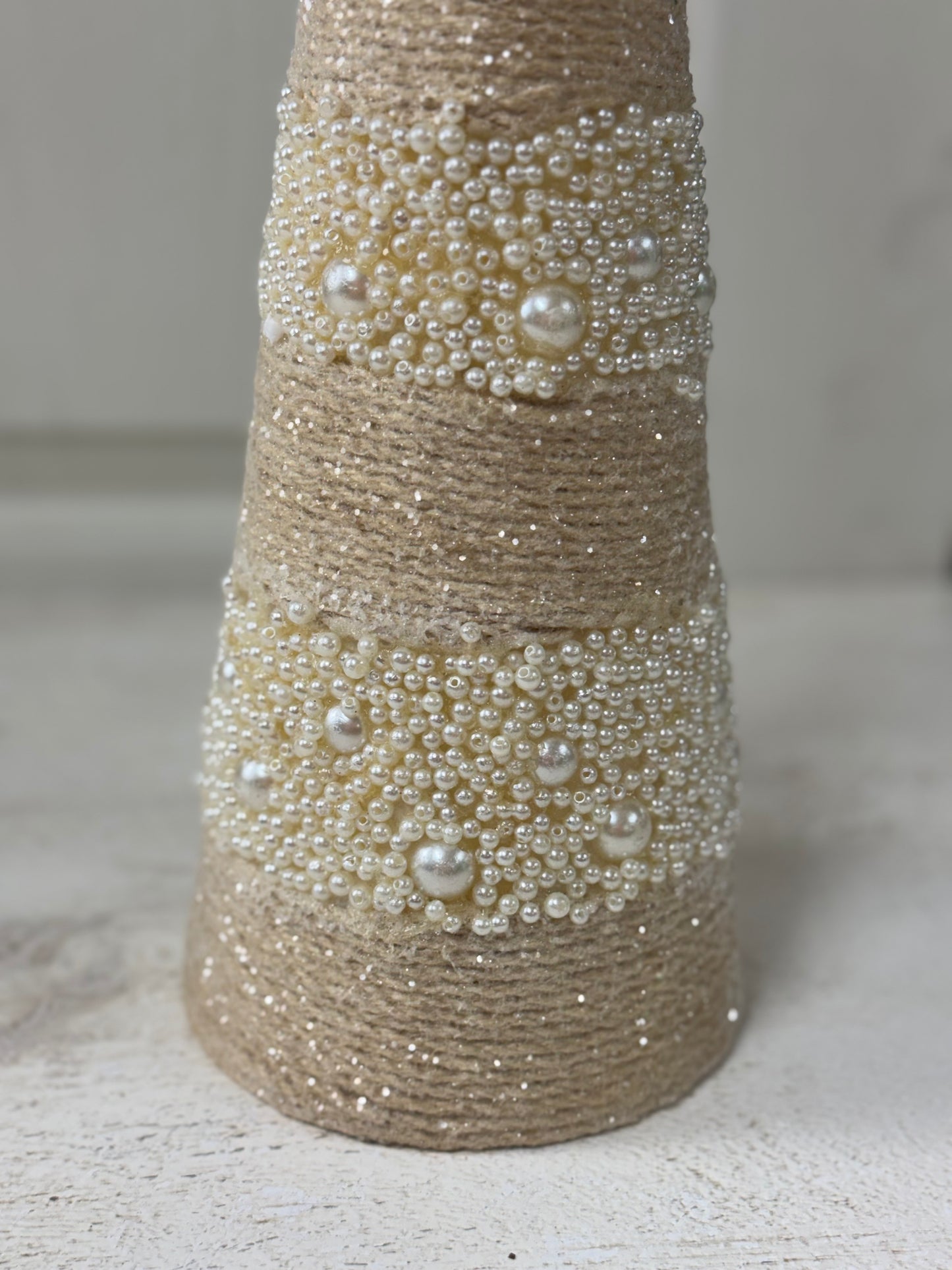 17.5 Inch Glitter Pearl Beaded Cone Tree