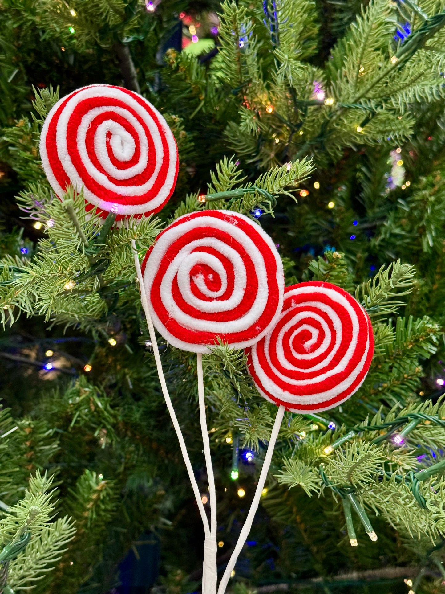 19 Inch Red And White Chenille Candy Spray