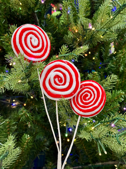 19 Inch Red And White Chenille Candy Spray