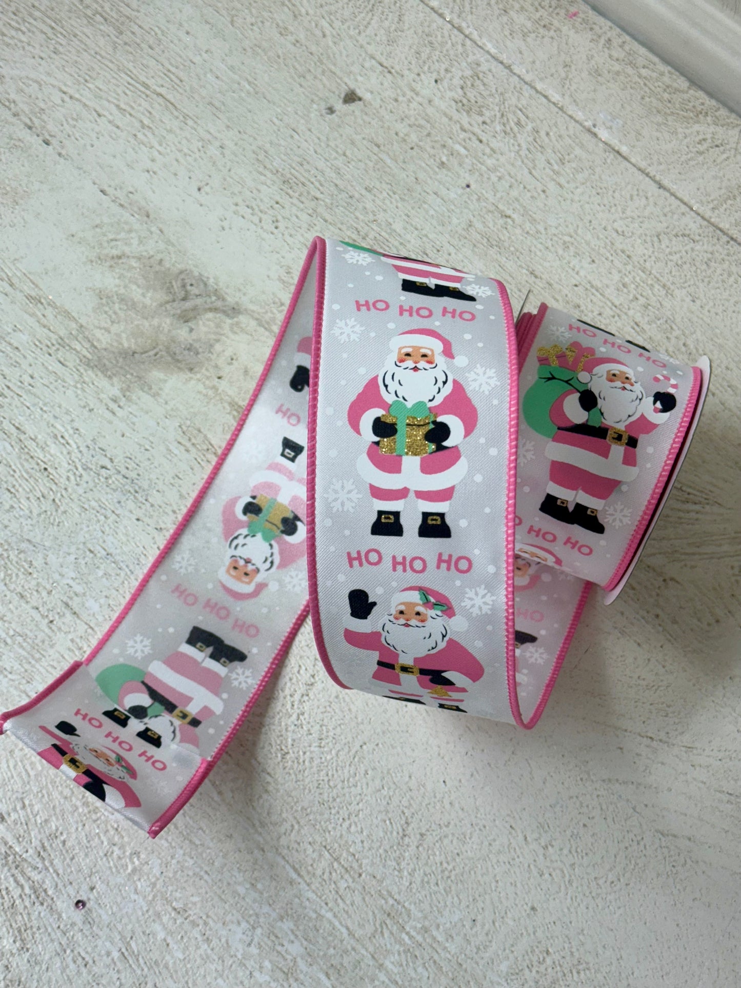 2.5 Inch By 10 Yard Pastel Santa Claus Ribbon