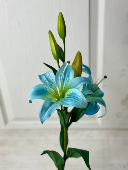 34.5 Inch Blue Tiger Lily Floral Stem