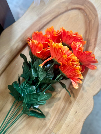 21 Inch Orange Gerbera Daisy Floral Bush