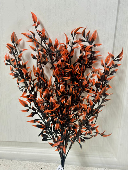 17.25 Inch Orange And Black Plastic Leaf Bush