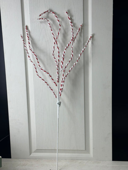 34 Inch Red And White Chenille Peppermint Twist Spray