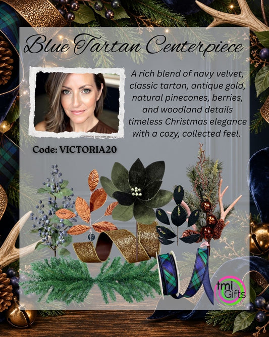 Blue Tartan Centerpiece Kit By Victoria Vines