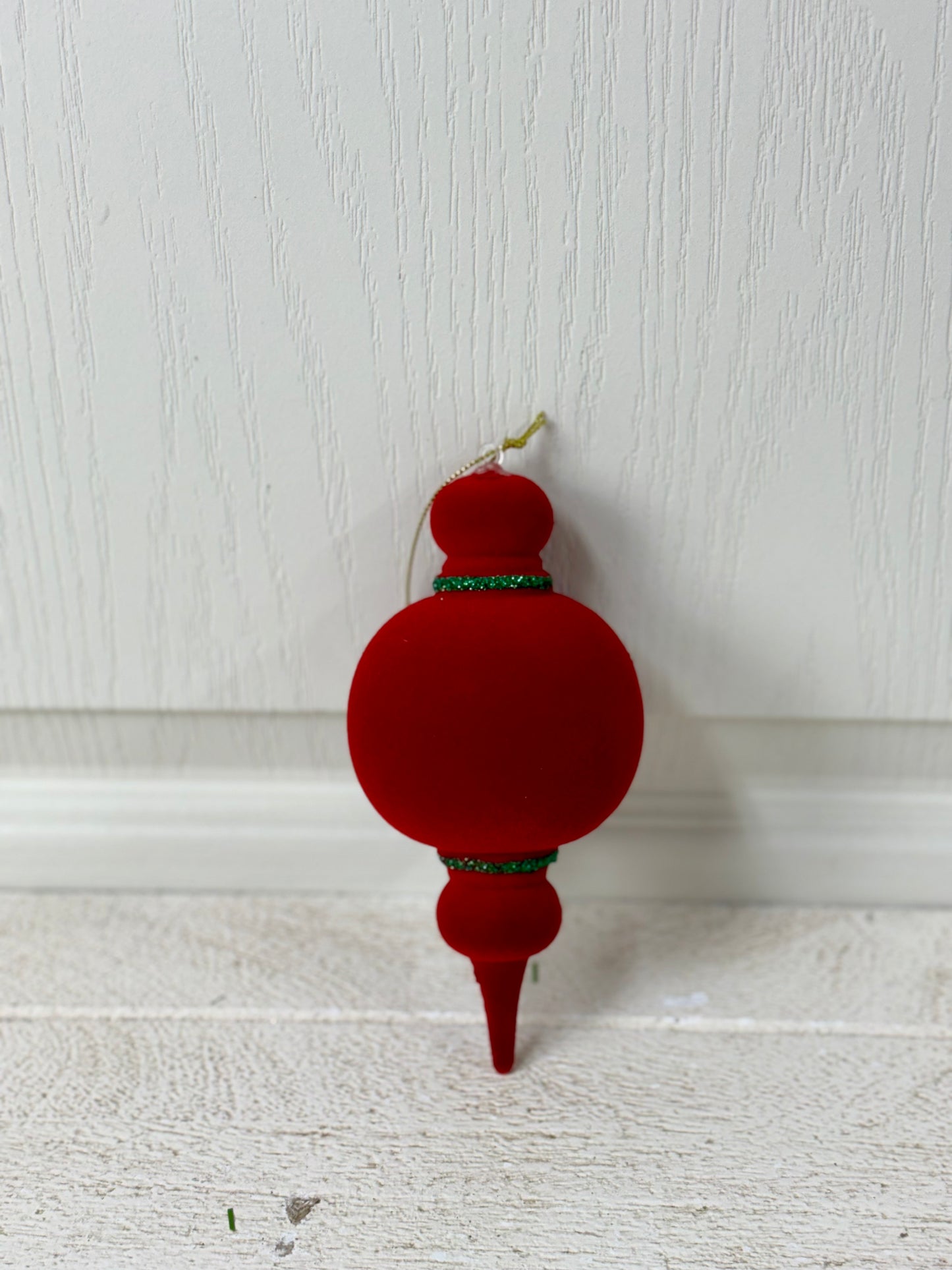 6 Inch Red And Emerald Felt Onion Ornament