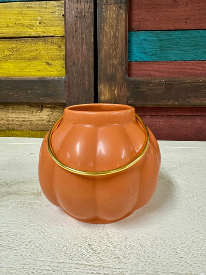 Ceramic Pumpkin Lantern With Moon And Stars Cutouts